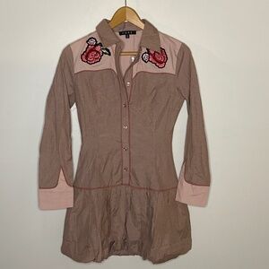 FORE Pink Western-Inspired Embroidered Mini Dress